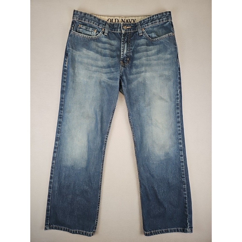 Old Navy Jeans Men's Size 34x29 Faded Blue Low Rise Boot Cut 100% Cotton Y2K 07'